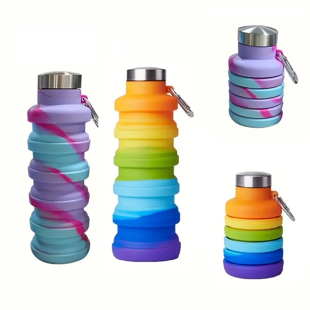 Water Bottle Collapsible - 500ml opvouwbare siliconen waterfles lekvrij opvouwbaar