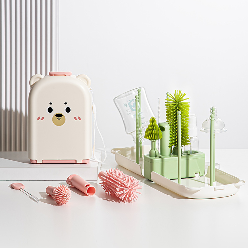 Travel Accessories For 2 Year Old - Reisflessenborstelset - Veilige siliconen reinigingsborstels voor