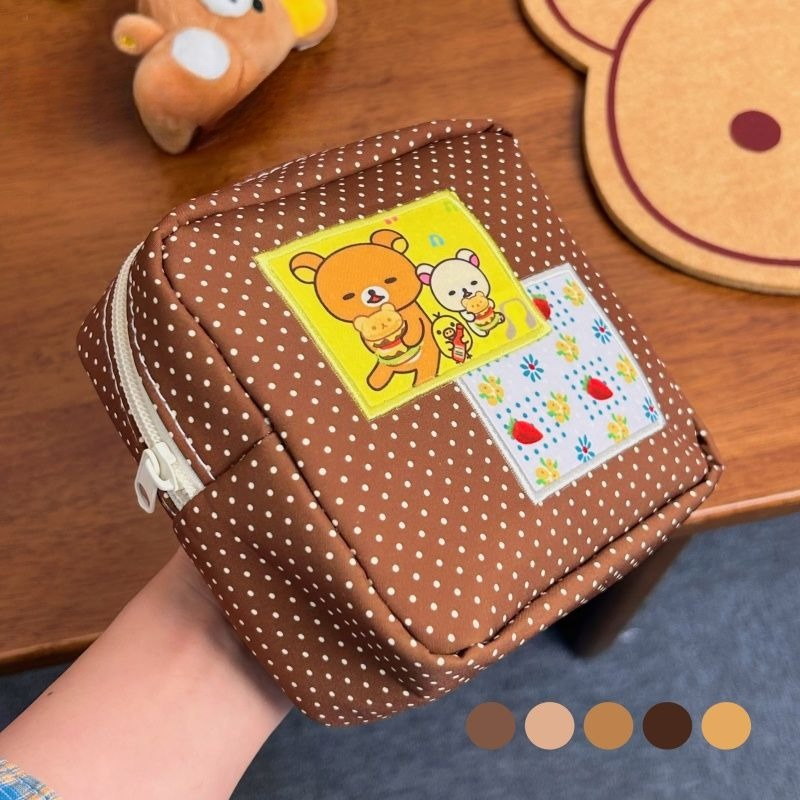 Travel Accessories Toiletry Bag - Rilakkuma make-uptas met stippenpatroon, schattige beerprint,