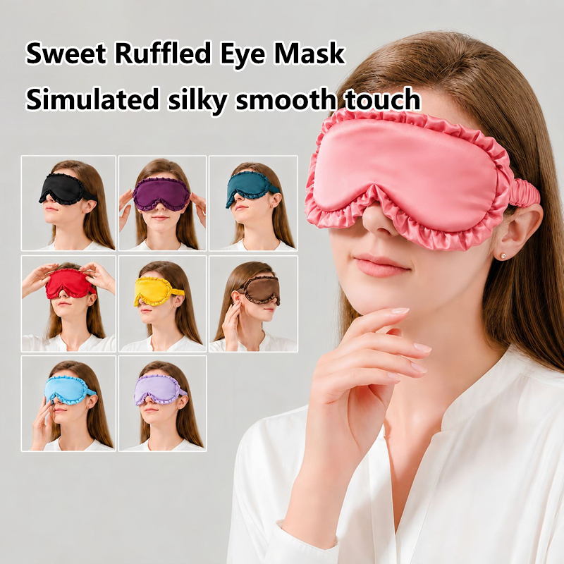 Eye Mask Sleep Travel - Mode-eigenzinnige imitatie zijden oogmasker, grote gerimpelde