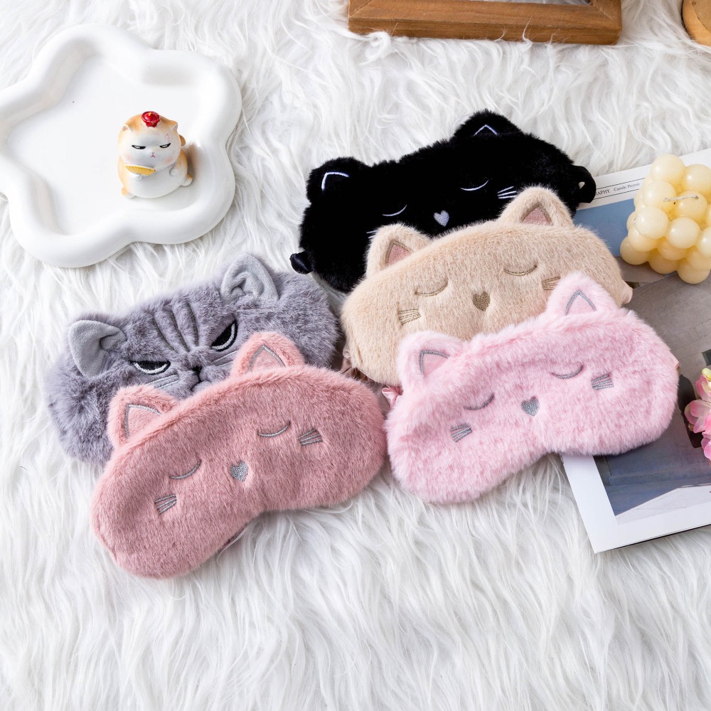 Eye Mask Sleep Travel - Ins Cute Cat Pluche Slaapmasker voor