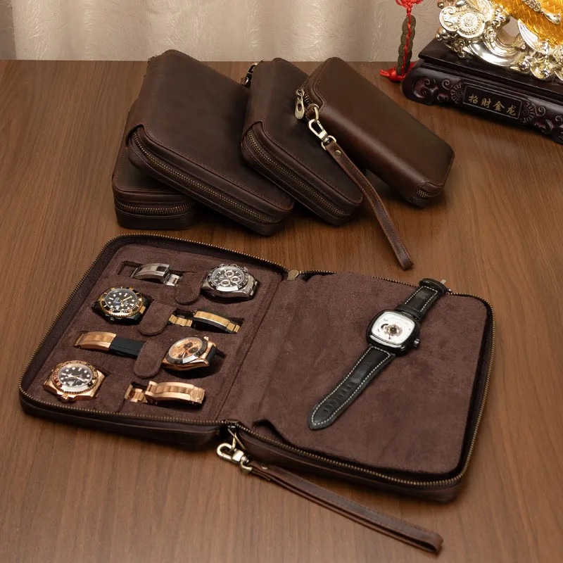 Travel.Accessories News - Leren horloge-opbergdoos Stevige horlogeband-collectietassen Reishorloges Organizer